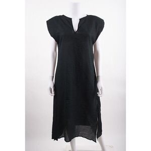 LeSwim Womens Coverup Textured Gauze Midi Dress M Black Sleeveless NWT